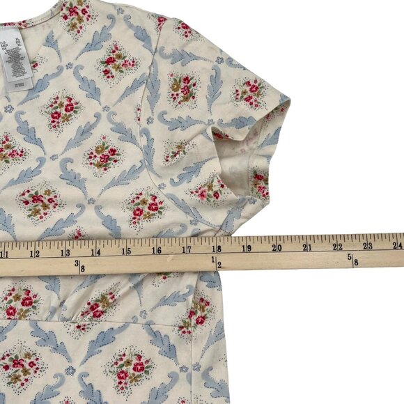 Liz Claiborne Women's Floral Patterned V-Neck Top XL Short Sleeve Vintage 90s - Picture 5 of 7